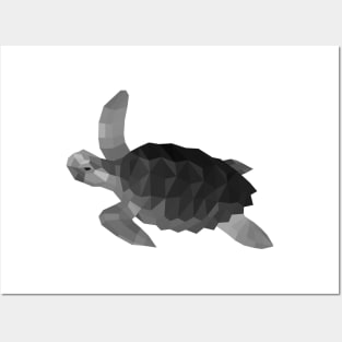 Grey Geometric Turtle Posters and Art